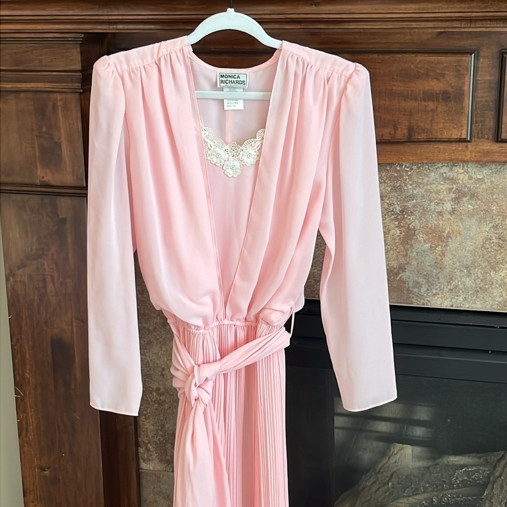 Light pink vintage dress balletcore feminine coquette fairy whimsical size 10 - Picture 2 of 11